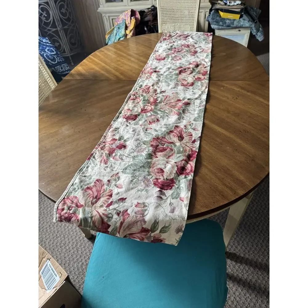 Vtg Arbor Rose Garden Valance 15” X 72” Cottagecore Cabbage Floral